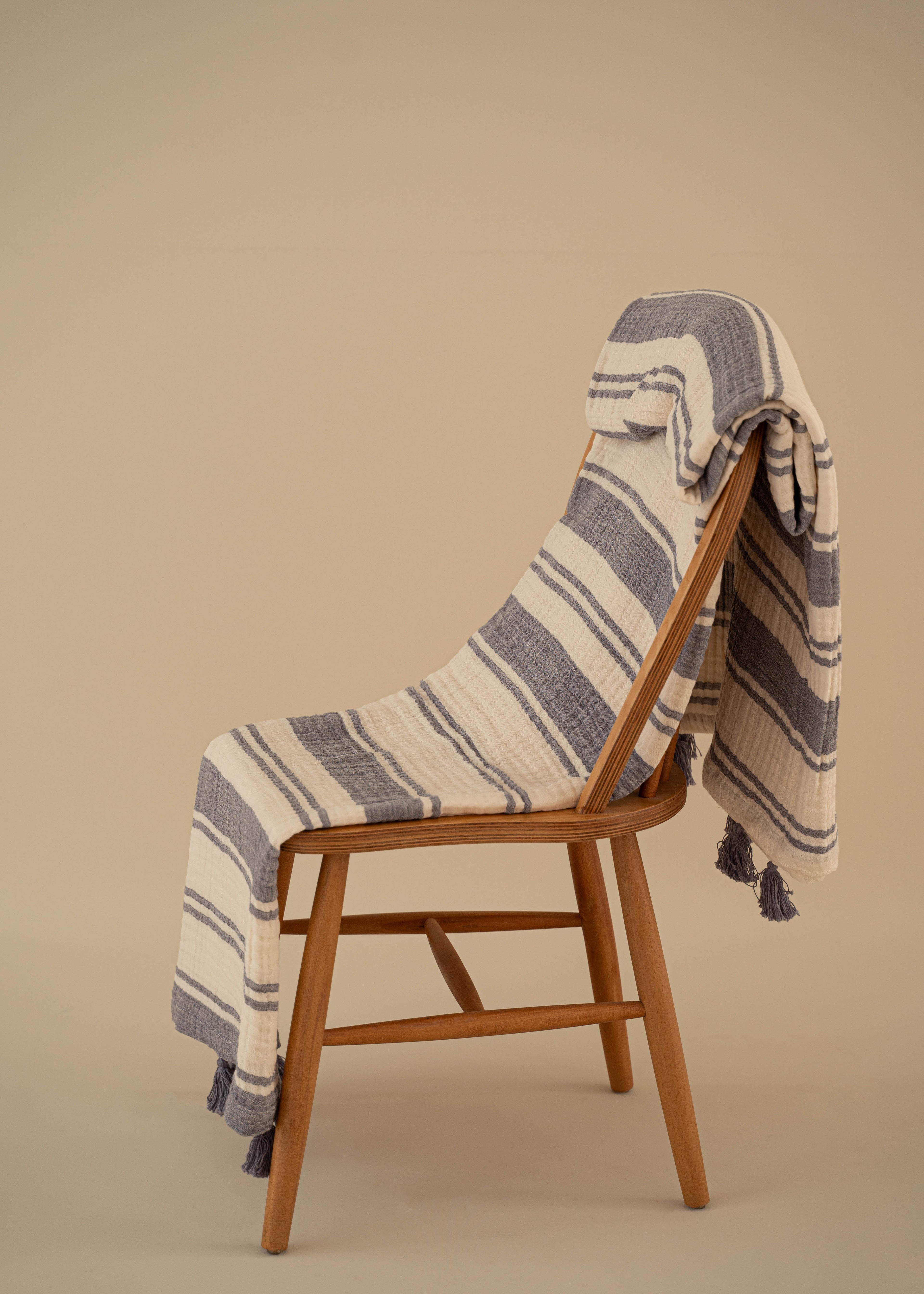 Clay Striped Cotton Muslin Throw
