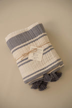 Clay Striped Cotton Muslin Throw