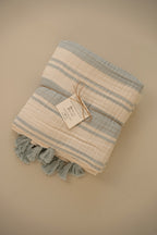 Clay Striped Cotton Muslin Throw