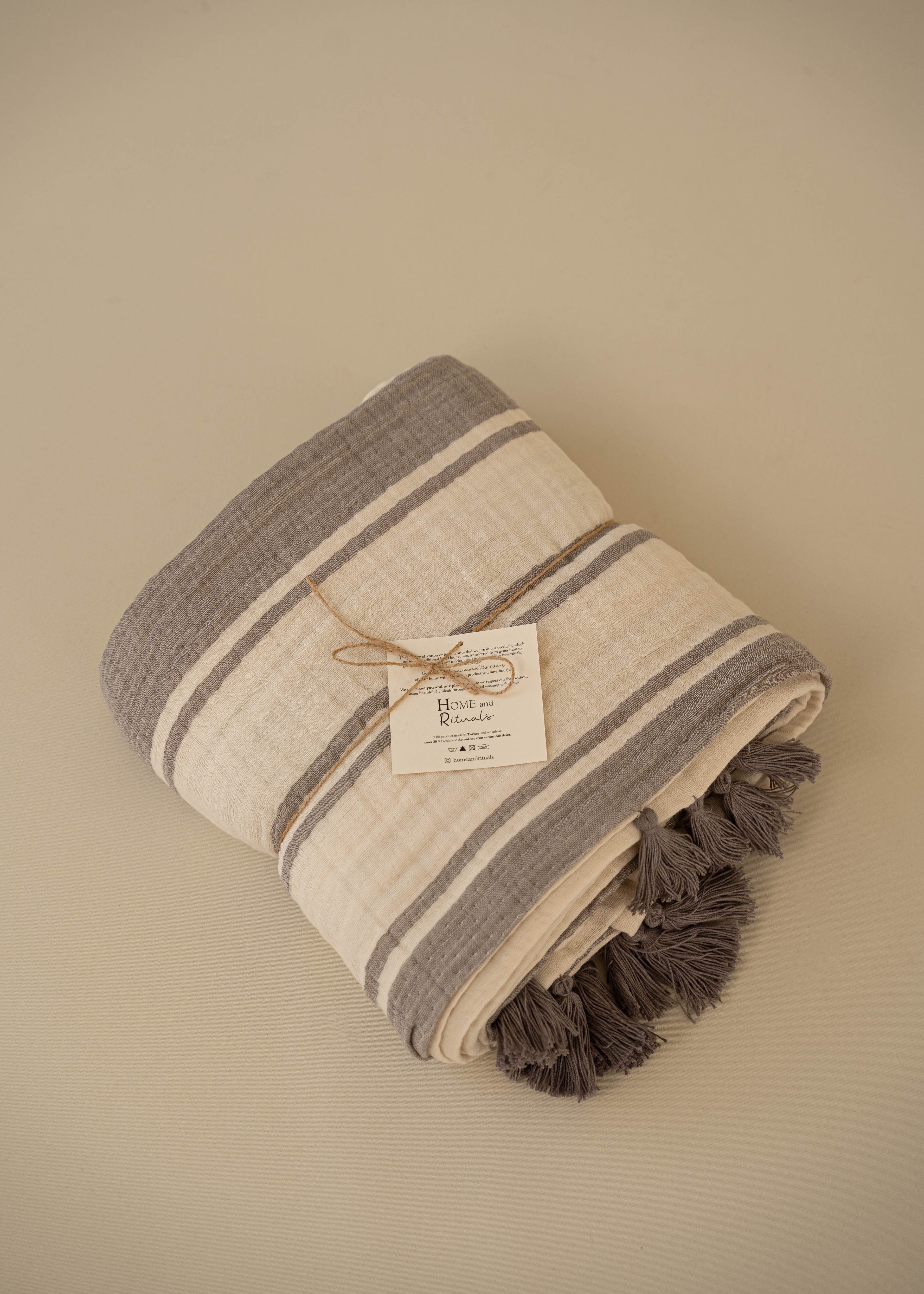 Clay Striped Cotton Muslin Throw