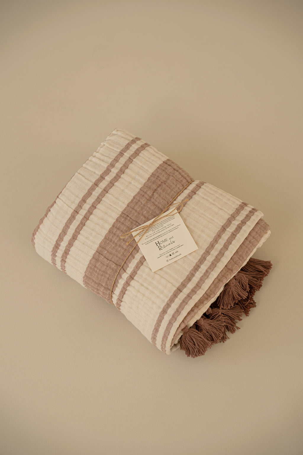Clay Striped Cotton Muslin Throw