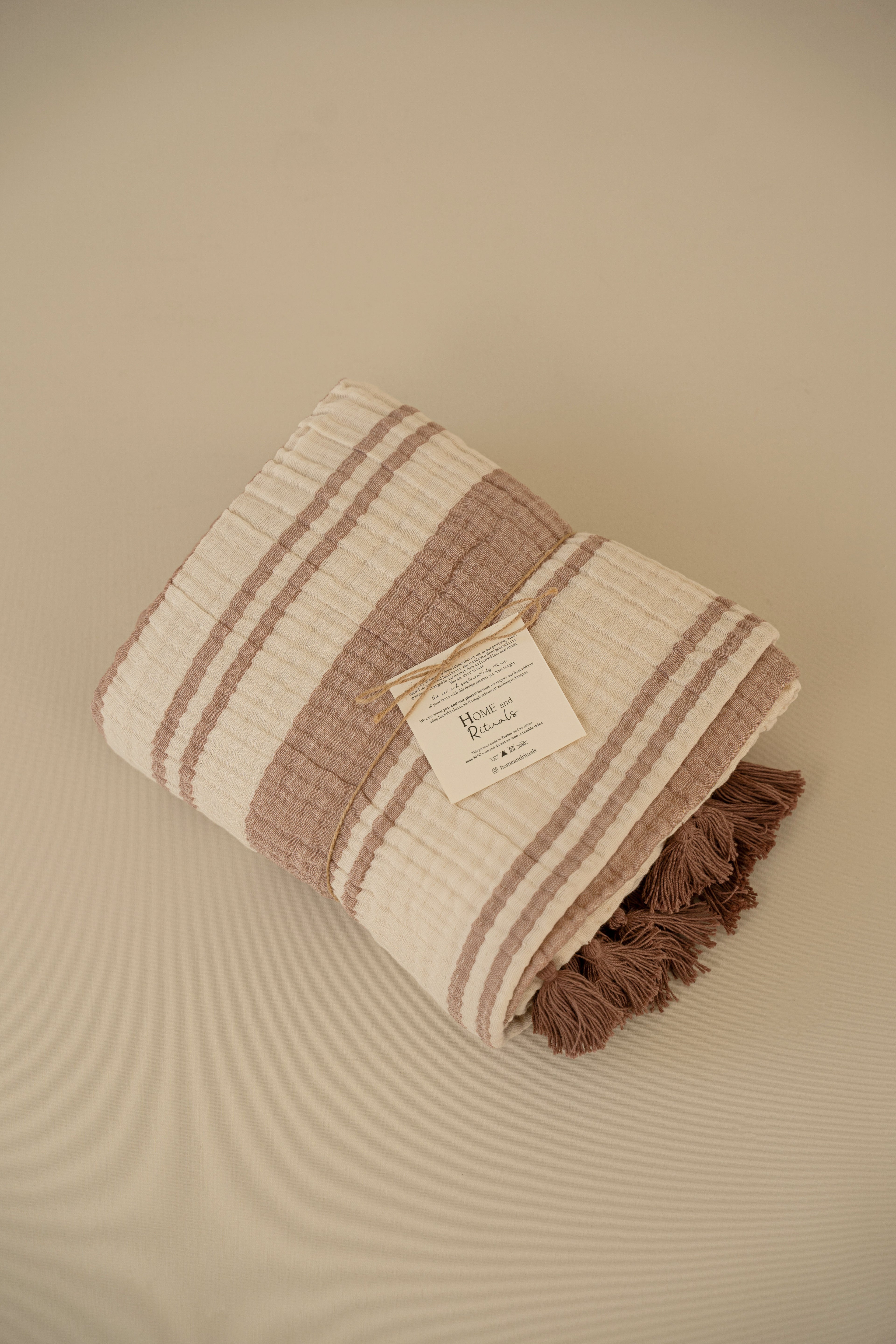 Clay Striped Cotton Muslin Throw
