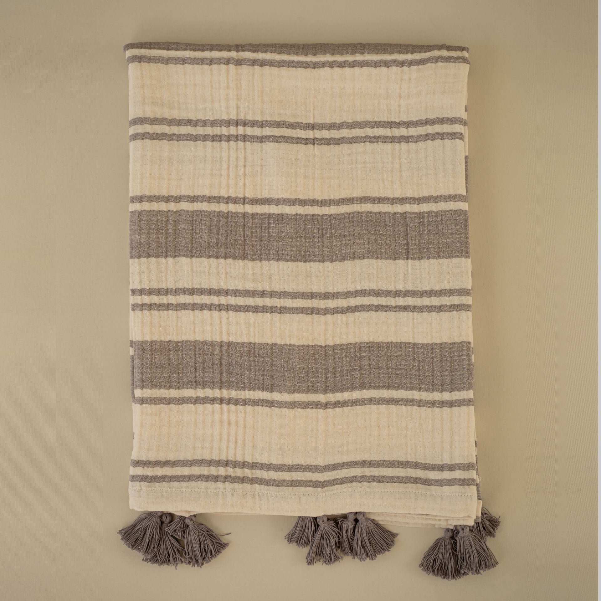 Coal Striped Cotton Muslin Throw