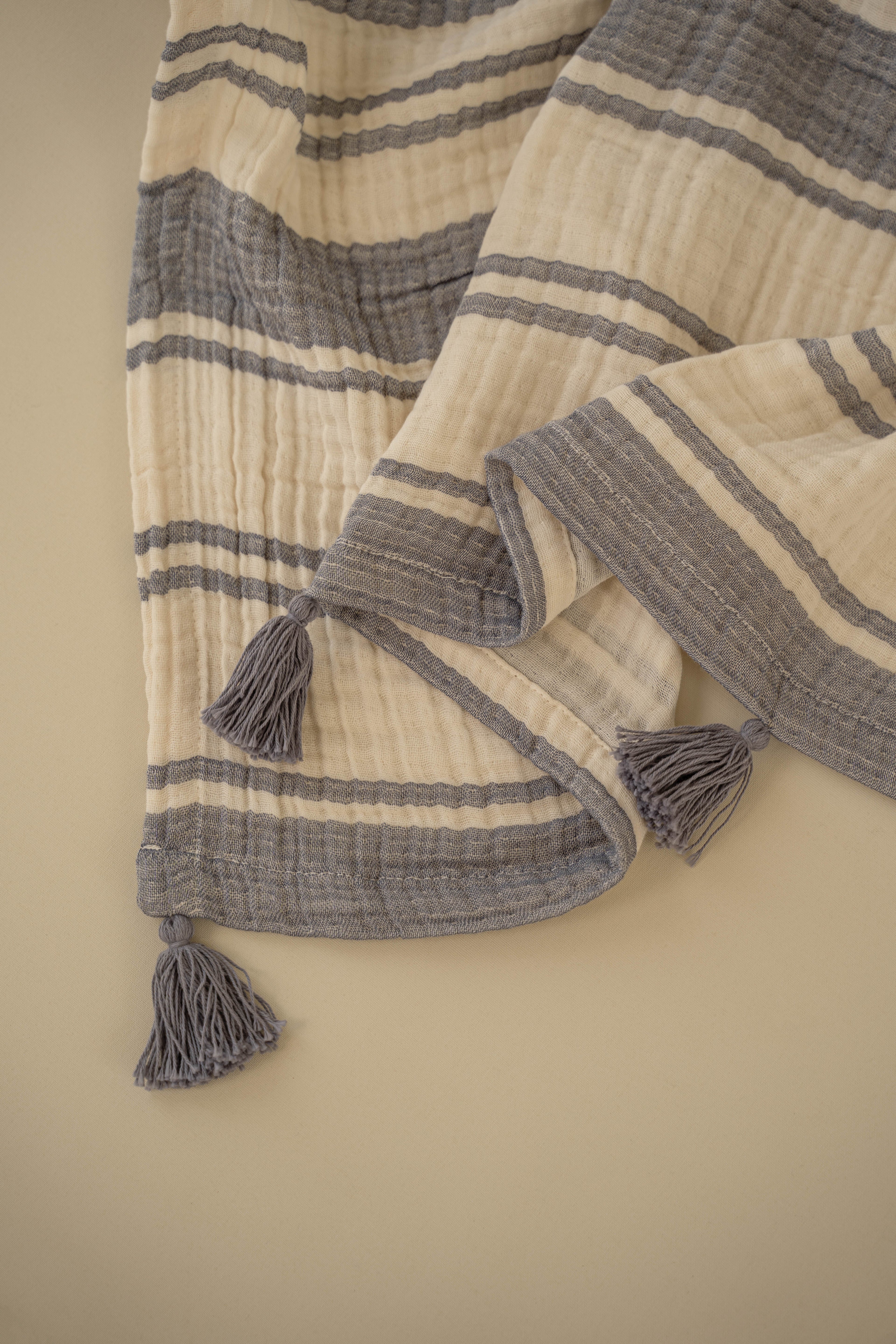 Dusk Striped Cotton Muslin Throw