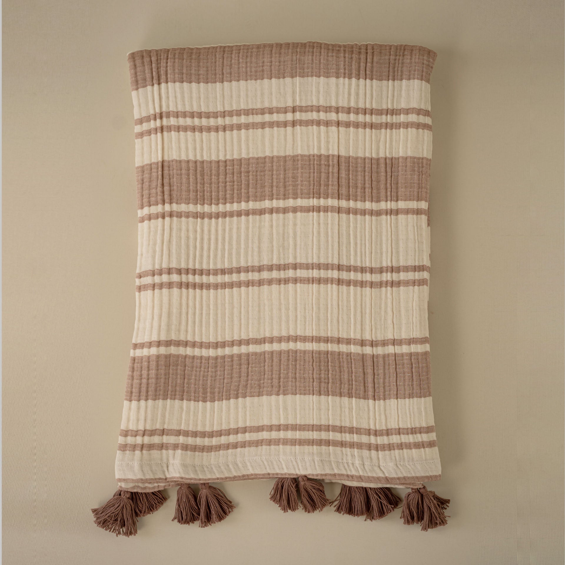 Clay Striped Cotton Muslin Throw
