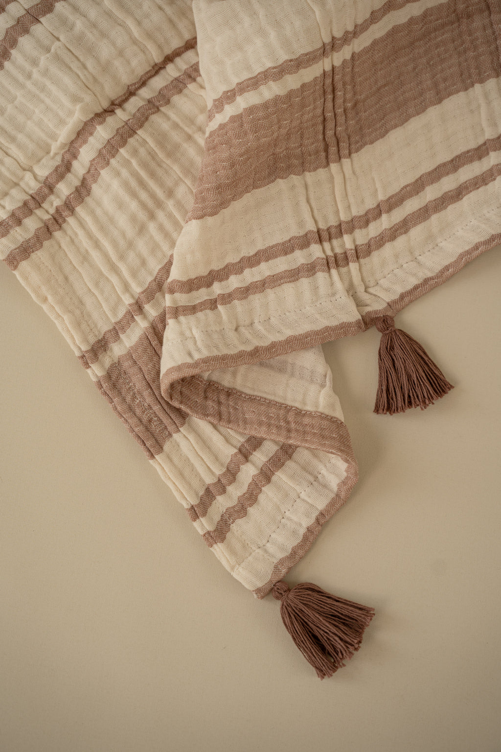 Clay Striped Cotton Muslin Throw