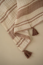 Clay Striped Cotton Muslin Throw