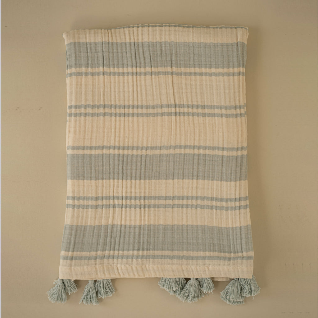 Clay Striped Cotton Muslin Throw