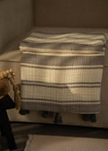 Coal Striped Cotton Muslin Throw