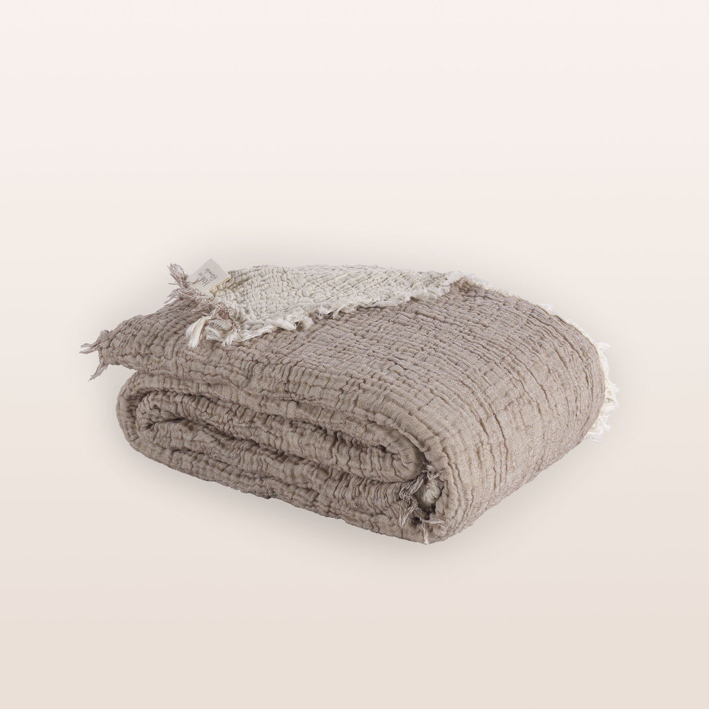 Mocha Reversible Muslin Throw & Bedspread