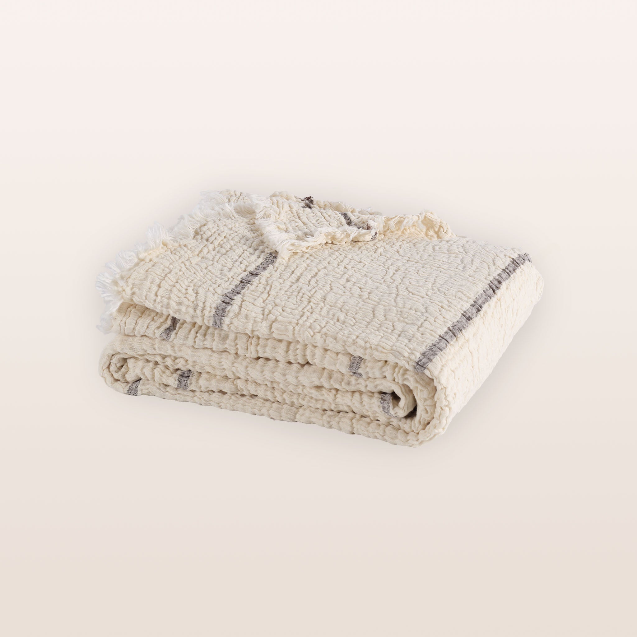 Hazel Striped Cotton Muslin Throw & Bedspread