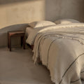 Olive Striped Cotton Muslin Throw & Bedspread